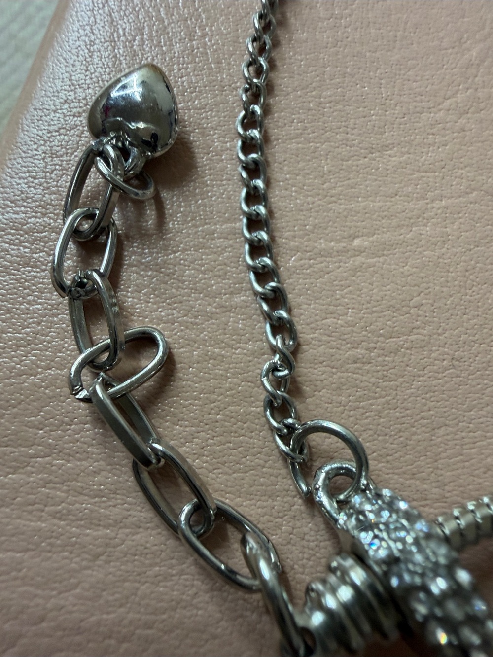 Stainless Silver-tone Black Bead Heart & Butterfly Charm Bracelet - Picture 6 of 10